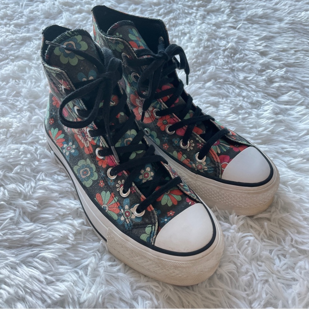 Converse Chuck Taylor All Star Lift Hi Black Y2K Floral Sneakers